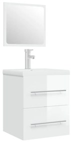 Mobile bagno e lavabo integrato bianco lucido legno multistrato