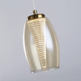 Lampadario Contemporaneo Ciclon Metallo Bronzo Vetro Led 6W 3000K