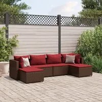 Set Mobili da Giardino 6pz con Cuscini in Polyrattan Marrone 3308245