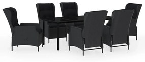 Set mobili da pranzo per giardino 7 pz grigio scuro