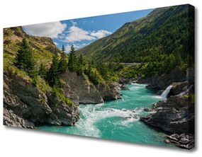 Foto quadro su tela Montagne del paesaggio del fiume 100x50 cm