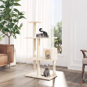 Albero Per Gatti Con Tiragraffi İn Sisal Crema 119 Cm /