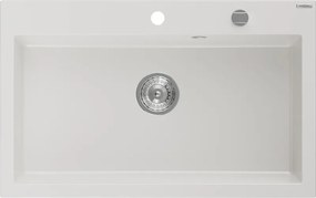 Mexen Elix lavello da cucina in granito 1 vasca 800 x 500 mm, bianco, sifone cromato - 6527801005-20