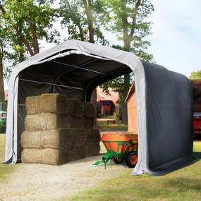 TOOLPORT Tenda da pascolo 4x4m, grigio, Telo in PVC, fissaggio per terreno - (49904)