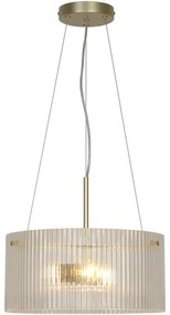 Lampadario Neoclassico Agrippina dorato paralume trasparente 3x E27 Ø35cm INSPIRE