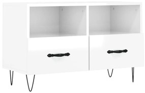 Mobile porta tv bianco lucido 80x36x50 cm in legno multistrato