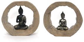 Statua Decorativa DKD Home Decor Naturale Nero Buddha Resina (20,5 x 6 x 18,5 cm) (2 Unità)