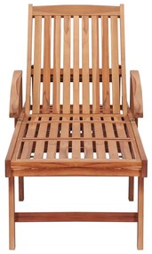 Lettino prendisole con cuscino in massello di teak blu
