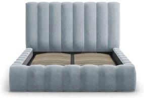 Letto matrimoniale imbottito azzurro con contenitore con griglia 180x200 cm Kelp - Micadoni Home