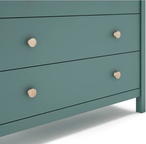 Cassettiera bassa per bambini in legno di pino color petrolio 100x80 cm Max - Marckeric