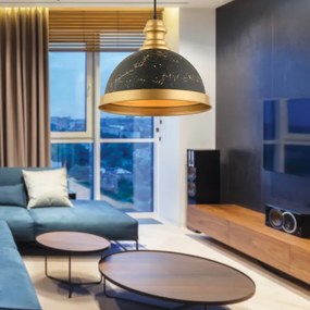 Lampadario a sospensione con cavo MONZA, 1xE27/40W/230V, Ø 29 cm, nero/bronzo