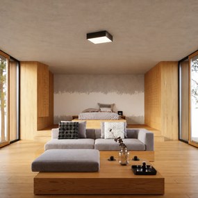 Plafoniera Quadrata da Soffitto in PVC 3xE27 HORUS 45 Nera da interno