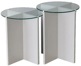 SET 2x Tavolino LILY diametro 40 cm bianco/limpido