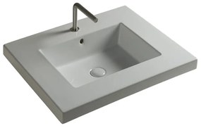 Lavabo Da Incasso/Sospeso 70x54 Cm Ceramica Tecla "Mars" Bianco Lucido