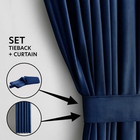 Tenda parzialmente oscurante blu scuro in velluto 140x245 cm Eyelets – Restilo