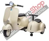 Moto Elettrica per Bambini Vespa Sidecar Small 6V colore Avorio