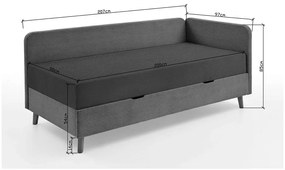 Letto singolo imbottito grigio scuro con contenitore con materasso incluso 90x200 cm Cabana – Meise Möbel