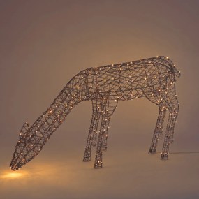 Lampada da terra marrone in rattan a forma di renna con LED IP44 - Flossie