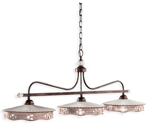 Lampadario Classico Alessandria Ferro E Ceramica Nero Sfumato Rame 3 Luci E27