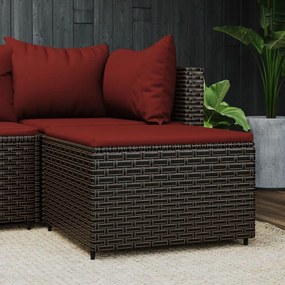 Poggiapiedi Da Giardino Con Cuscino İn Polyrattan Marrone /
