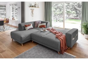 Divano angolare grigio allungabile e con contenitore (penisola a sinistra/a L) Classy Sophie – Miuform