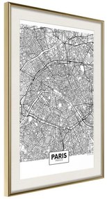 Poster  City Map: Paris  Cornice Quadri Cornice d'oro con passe-partout, Larghezza x Altezza Home decor 20x30