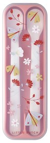 Posate di plastica per bambini in bianco e rosa chiaro 2 pz. Flowers &amp; butterflies - Mepal