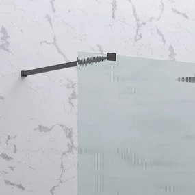 Kamalu - Doccia walk in 90 con profilo nero e vetro scanalato fluted | KW-100BFL