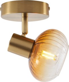 Faretto da soffitto moderno oro con vetro ambra rotondo - Teddy