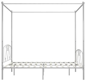 Letto a Baldacchino Bianco in Metallo 200x200 cm