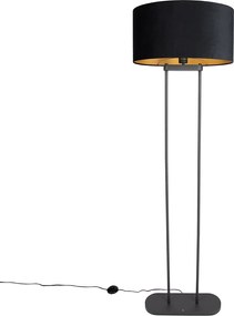 Lampada da terra nera con paralume ovale nero 50cm - Thijmen