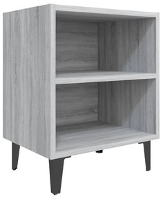 Comodini Gambe in Metallo 2 pz Grigio Sonoma 40x30x50 cm