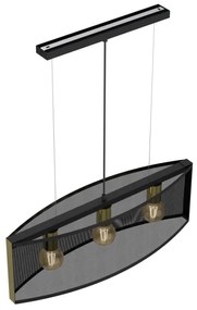 Lampadario a sospensione con filo KAGA 3xE27/60W/230V nero/oro