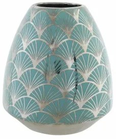 Vaso DKD Home Decor Porcellana Turchese Orientale Cromato 16 x 16 x 18 cm
