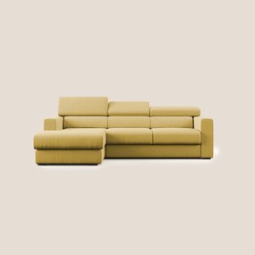 Dylan divano angolare con pouf estraibile poggiapiedi in tessuto simil cotone impermeabile T13