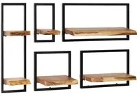 Set di Mensole 5 pz in Legno Massello di Acacia e Acciaio cod mxl 53157