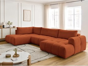 Divano angolare color mattone allungabile e con contenitore (penisola a sinistra/a U) Fuji – Bobochic Paris