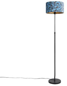 Lampada da terra nera con paralume in velluto a farfalla 35 cm - Parte