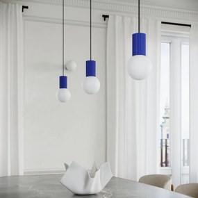 Lampadario blu scuro con paralume in vetro ø 12 cm Orbital – Sollux