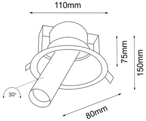 Shilo 7804 - Faretto da incasso YAKUMO 1xGU10//MR11/15W/230V nero