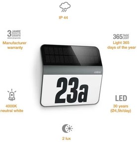 STEINEL 035730 - Numero civico solare LED XSolar LH-N LED/0,03W IP44
