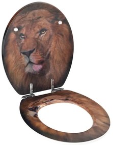 Sedile per wc con immagine 3D e chiusura facilitata , 44,5 x 38 cm Lion - Wenko