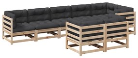 Set divani da giardino 8 pz con cuscini legno massello di pino