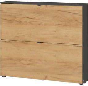 Scarpiera color antracite/di colore naturale con effetto rovere con ante ribaltabili/da parete 100x85x19 cm Renell – Germania