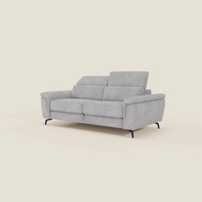 Estro Divano 3 posti con pouf estraibile - poggiatesta reclinabili in tessuto impermeabile T14 grigio chiaro