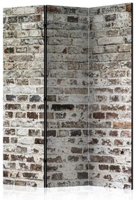 Paravento design Muri del tempo (3 parti) - motivo chiaro di mattone invecchiato