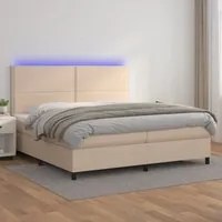 Giroletto Molle Materasso e LED Cappuccino 200x200cm Similpelle 3135908