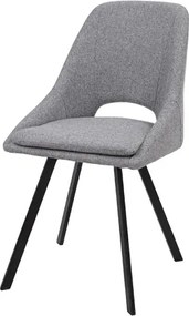 Sedia LINDA rivestita in tessuto grigio chiaro cuscino sfoderabile