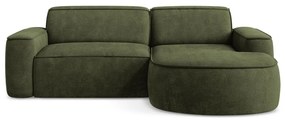 Divano angolare verde (con penisola a destra/con chaise lounge) con rivestimento in ciniglia Omao – Makamii