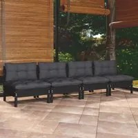 Divano da Giardino 4 Posti con Cuscini Antracite Legno di Pino cod mxl 73844